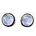 8x8mm Round Genuine Rainbow Moonstone & 925 Silver Plated Stud Earrings