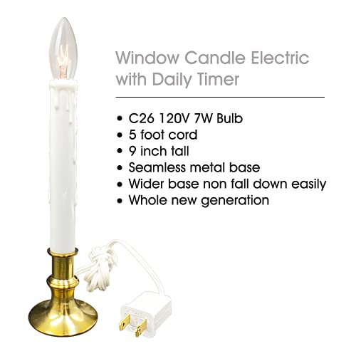 New Ideal Lights Window Candle Electric with Daily Timer, Heavy Metal