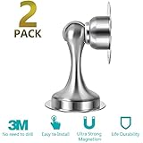 Door Stopper, 2 Pack Door Stop Magnetic, Stainless Steel, Magnetic Door Catch, 3M Double-Sided Adhesive Tape, No Drilling, Screws for Stronger Mount, Hold Your Door Open, 2 Pack for Less Cost