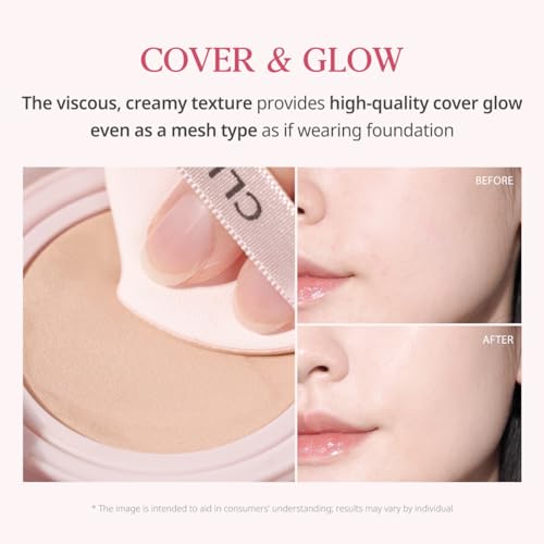 CLIO PROFESSIONAL CLIO Kill Cover Mesh Glow Cushion Foundation ([Refill Included] 15g*2, 23N GINGER), Glass Skin, Long-Lasting, Lightweight, Buildable Coverage, Glowy Skin Makeup
