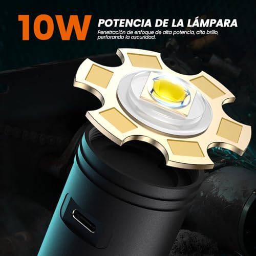 PHILIPS SFL2185 Linterna LED Recargable,10W Superbrillante Lampara de Mano, Linterna Impermeable con Zoom & 4 Modos de Luz, Adecuada para Senderismo, Caza, Camping, Emergencia