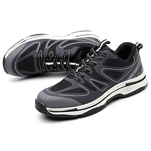 fashion steel toe work shoes industrial&construction shoes for man puncture proof safety shoes for women (man 10, 1822 grey)