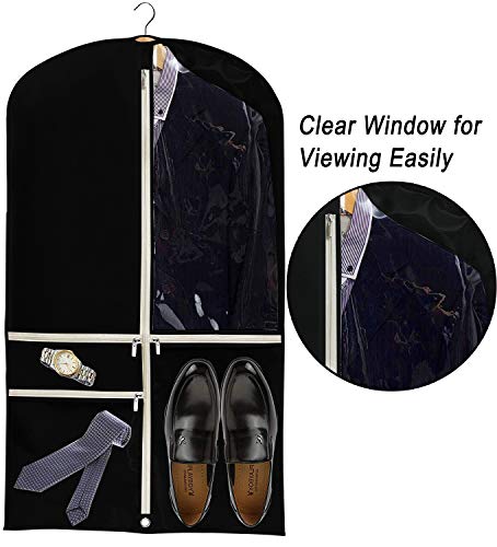 KIMBORA Costume Dance Garment Bag with 3 Clear Zipper Pockets for Suits Dress Cover, Travel Storage & Competitions, Set of 2 (Black) - Thumbnail 2