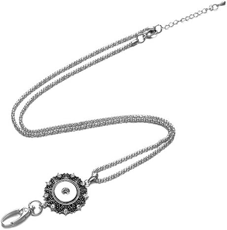 Soleebee 34.3 inches Office Lanyard Snap Button Jewelry ID Badge Lanyard Necklace with Swivel Oval Clasp for ID Badges Keys (Rhinestones Leaves)