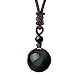 OK-STORE Natural Obsidian Man and Lady Fashion Necklace Pendant