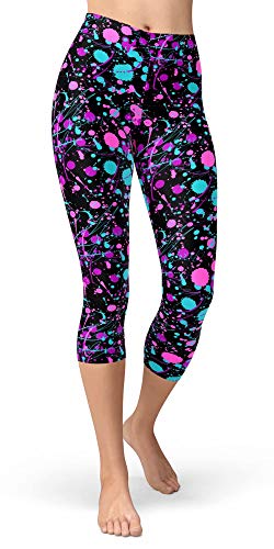 Women's Artistic Splash Printed Cropped Leggings at Amazon