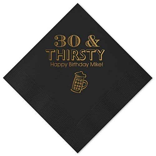 Personalized Birthday Cocktail Napkins 30 and Thirsty