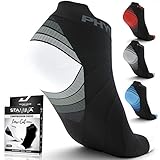 Compression Running Socks Men & Women - Best Low Cut No Show Athletic Socks for Stamina Circulation & Recovery - Durable Ankle Socks for Runners, Plantar Fasciitis & Cycling - 2 PAIRSWHT BLK S/M
