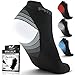 Physix Gear Short Compression Socks for Men & Women - Best Low Compression Socks Women & Men with Arch Support, Ideal for Running, Plantar Fasciitis comfort, and Swelling, White/Black (2 Pairs), L/XL