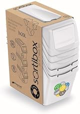 Prosperplast Set of 3 Recycling Bins 60 L Total 3 x 20 L White Stackable view 10