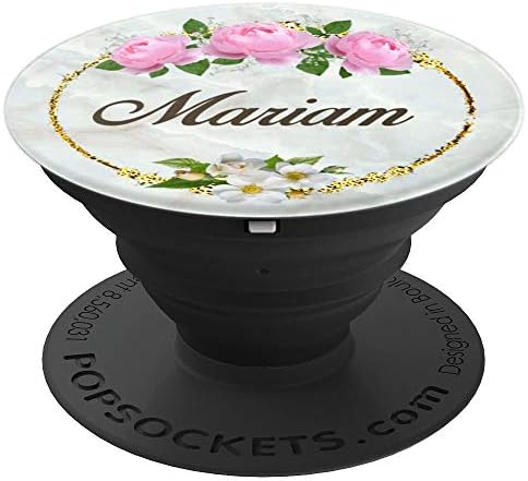 First Name Mariam Pink Rose Marble Gold Floral PopSocket - PopSockets Grip and Stand for Phones and Tablets