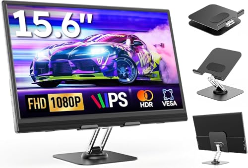 Tragbarer Monitor 15,6" mit Ständer, FHD 1080P Portable Monitor für Laptop