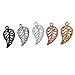 75Pieces Vintage Hollow Filigree Leaf Charms Pendants Jewelry Findings