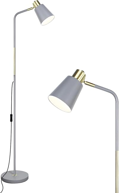 LALISU Floor Lamp Industrial Grey Adjustable E27 Reading Light 146CM