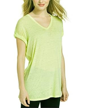 Calvin Klein Women's V-Neck Burnout Tee, Pale Green, Small