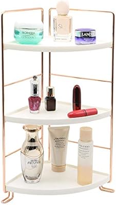 Aksipo 3 Tier Bathroom Countertop Organizer Stackable Makeup Storage Holder Vanity Tray Cosmetic Rack Standing Kitchen Spice Rack Corner Storage Shelf Easy To Assemble Rose Gold Fashion Design Amazon Sg Home