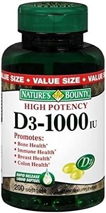 Nature's Bounty D3-1000 IU Softgels 250 CP - Buy Packs and SAVE (Pack of 2)