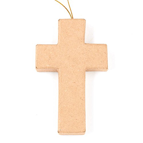 Factory Direct Craft Unfinished Paper Mache Cross Ornaments for Crafting - 6 Crosses