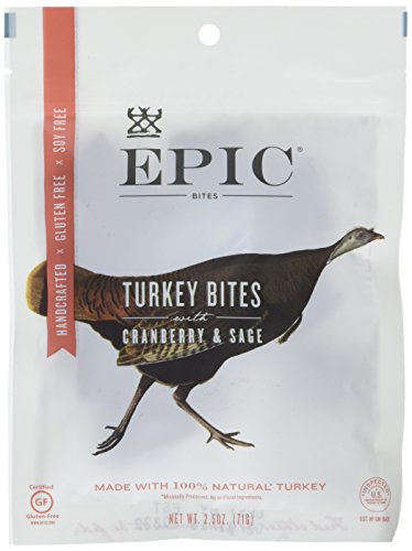 Epic Jerky Bites, 100% Natural, Turkey, Cranberry, Sage, 2.5 ounce, 4 Count
