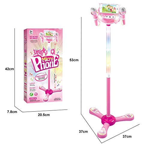 Kids Karaoke Machine With 2 Microphones Adjustable Stand Music Play Toys Set