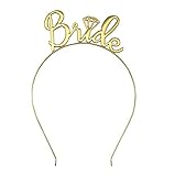 Bride Tiara Gold,Bride Headband Gold, Bride Crown and Tiara for Bride To Be Bachelorette Party Bridal Shower Decorations Supplies&Favors.