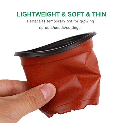 GROWNEER 120 Packs 4 Inches Plastic Plant Nursery Pots with 15 Pcs