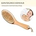 Touch Me 3 Set Body Brush Set - Long Wooden Dry Bath Body Back Brush, Contour Handle Natural Bristle Brush and Facial Brush
