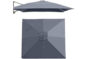 Square Cantilever Umbrella Canopy 10x10ft 8 Ribs Pool Replacement Cloth, Yard Patio Offset Parasol Top Cover Fabric Anti-UV(T
