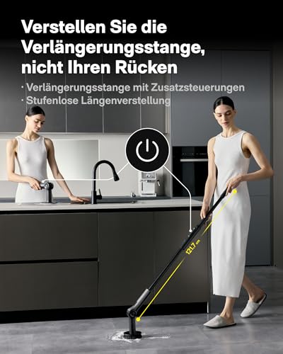 HOTO Flexi Electric Cleaning Brush with LED Display, Adjustable Angle, Extension Handle, IPX7, High Performance Bathroom Cleaning Brush Electric with 8 Interchangeable Brush Heads for Bathroom, Tiles, Floors, Car