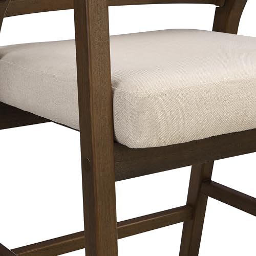 Merax Rattan Counter Height Bar Stools Set of 2, Wooden Frame Bar Chairs with Natural Rattan Woven Back, Modern Kitchen Island Chairs, Footrest for Kitchen, Dining Room, Beige/Walnut
