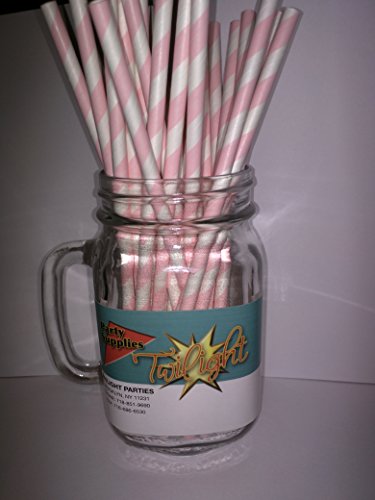 UPC 850199120412, Light Pink Candy Striped, Vintage Paper Drinking Straws 25 ct. - Twilight Parties