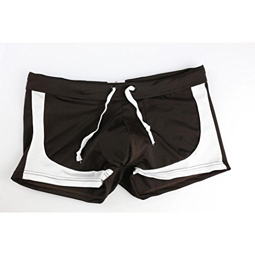 BCDshop Men's Boxer Briefs Swimming Swim Shorts Trunks Sport Sexy Comfy Underwear (Black, Asians/Waist 26.3"-30.2")