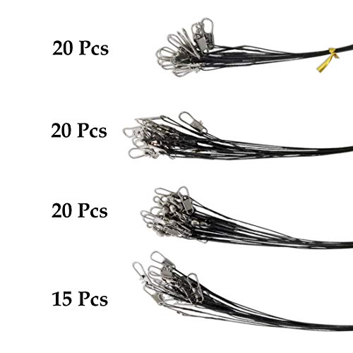 ROSE KULI Fish Wire Leaders 75pcs Steel Swivels and Snaps Saltwater Fishing Line Kit 30 LBS Test Soft Plastic Coated Wires