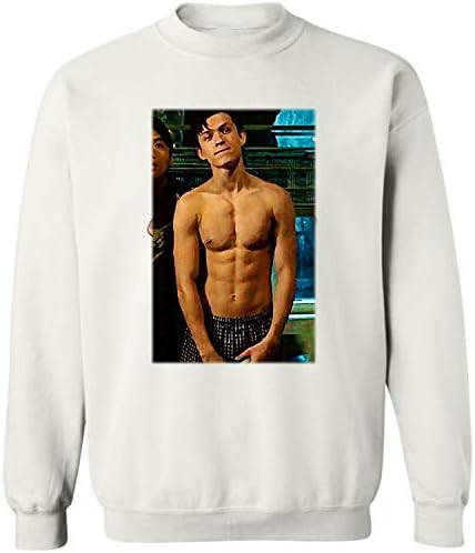 I Love Tom Holland barebacked Spiderman Sweatshirt Merchandise Gifts for Lovers (White - S)