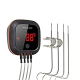 Inkbird IBT-4XS Bluetooth Wireless Grill Thermometer Digital Cooking Barbecue Oven Smoker Drum,1000mAh Li-Battery And USB Charging Cable (Four Probes)