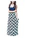 LIYOHON Womens Summer Striped Print Loose Maxi Dress Contrast Sleeveless Tank Top Floral Print Long Maxi Dresses for Women (Navy, Medium)