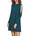 ZJCT Women's Cold Shoulder Cut Out Long Sleeve Loose T-Shirt Casual Shift Dress