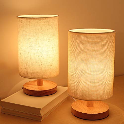 USB Table Lamp, Bedside Lamp Night Light Warm White Gift Wood Table