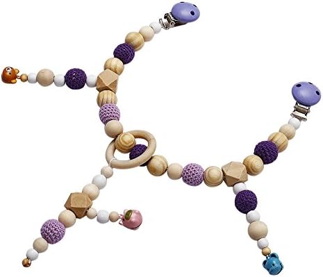 MIYOCAR purple natural wooden and crochet beads lovely pram charm stroller toy Baby Rattles Mobiles toy rattle attached to bed