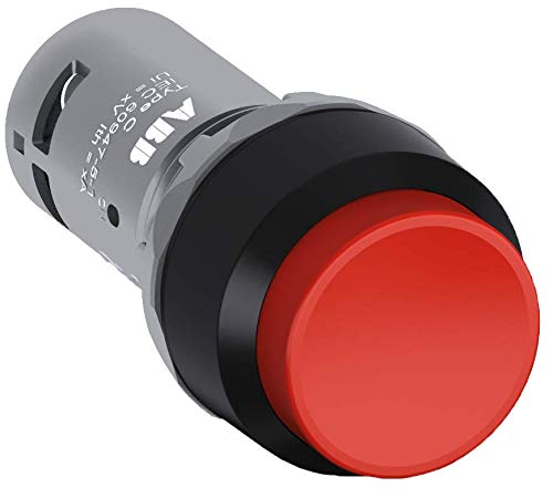 ABB CP3-10R-11 Compact Pushbutton, Momentary, Extended, Red, Non-Illuminated, Black Plastic, 1NO+1NC (ABB1SFA619102R1071)