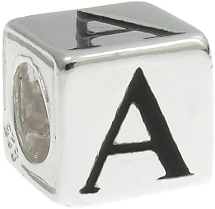 Sterling Silver Cube Letter European Style Bead Charm