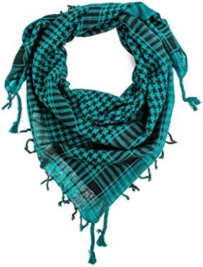 Glamdust 100% Cotton Checkered Turcoise black, Arafat scarf, Shemaghm Kafiyah, Big Size with tassels.