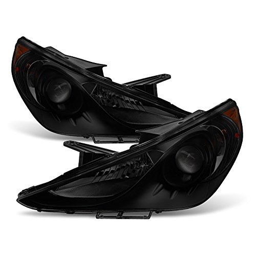 ACANII - For 2011 2012 2013 2014 Hyundai Sonata Black Housing Smoked Lens Projector Headlights Headlamps Pair Left+Right