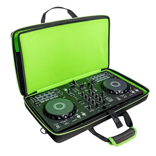 DJ Controller Case for DDJ-FLX4/ DJ 400/ DDJ-REV1, Padded DJ Controller Bag with 5 Pockets for Laptop, Headphones, Cables, DJ Carrying Case with Adjustable Shoulder Strap