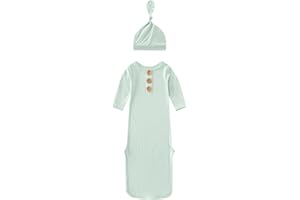 Newborn Baby Boys Girls Hat Set Soft Viscose Infant Sleeper Baby Sleep Gown with Mittens Body Pack Baby