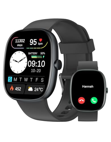 41HOTEdko3L Huakua Smartwatch Damen Herren Mit Telefonfunktion,1.85&Quot; Smart Watch Mit Schrittzähler/Spo2/ Pulsmesser/Schlafmonitor/Sportuhr 100+Sportmodi,Fitness Tracker Ip68 Wasserdicht Für Android Ios Handy