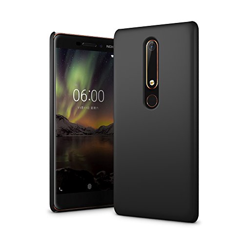 SLEO Case for Nokia 6.1/Nokia 6 2018, Hard PC Slim Soft-touch Rubberized Back Phone Case Cover for Nokia 6.1/Nokia 6 2018 - Black