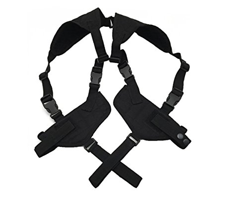 ZHW Tactical Universal Double Draw Shoulder HolsterVersatile Breathable Concealed Carry For Pistol Handgun Gun,Adjustable Elastic Band For Women Men (Black)