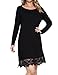 MISSKY Women Floral Lace Stitching A-line Long Sleeve Loose Causal Knee Length Dress