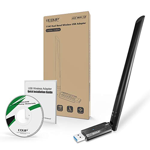 EDUP USB 3.0 WiFi Adapter 1300Mbps Dual Band Wireless Network Adapter 802.11 AC 6dBi Antenna for Desktop PC Wi-Fi Dongle Compatible Windows 10/7 /8/8.1 /XP Mac OS X 10.6-10.15